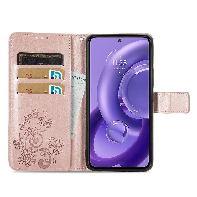 For Motorola Edge 30 Neo Four-leaf Clasp Embossed Leather Phone Case