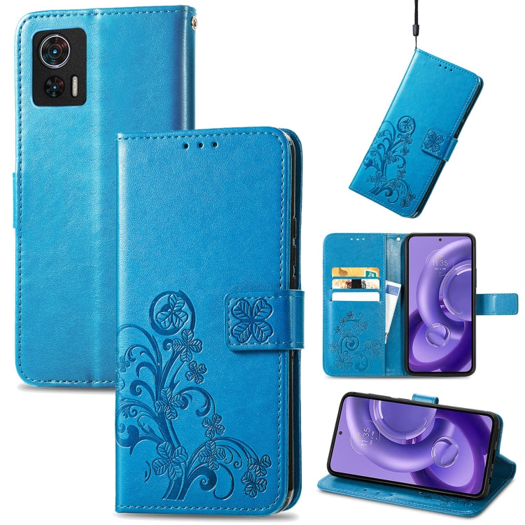 For Motorola Edge 30 Neo Four-leaf Clasp Embossed Leather Phone Case