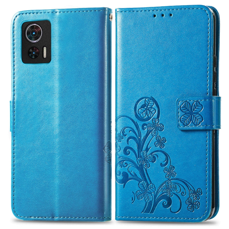 For Motorola Edge 30 Neo Four-leaf Clasp Embossed Leather Phone Case