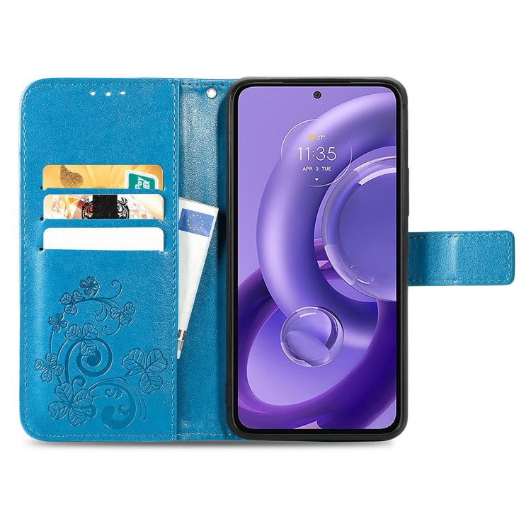 For Motorola Edge 30 Neo Four-leaf Clasp Embossed Leather Phone Case