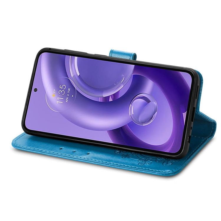 For Motorola Edge 30 Neo Four-leaf Clasp Embossed Leather Phone Case