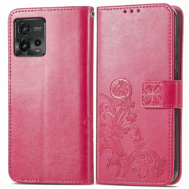 For Motorola Moto G72 Four-leaf Clasp Embossed Leather Phone Case