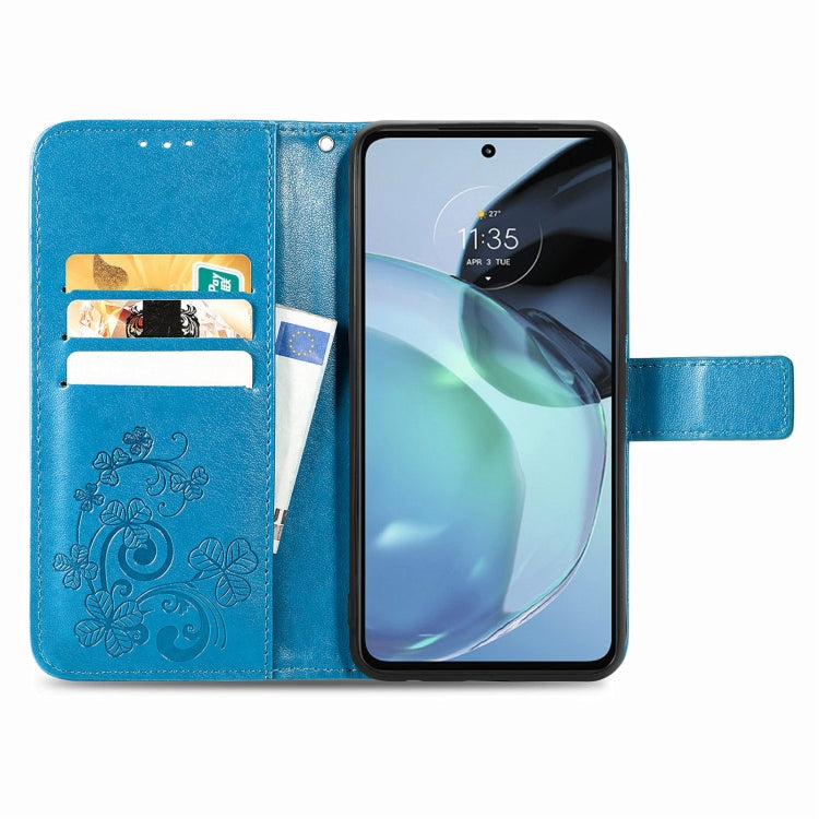 For Motorola Moto G72 Four-leaf Clasp Embossed Leather Phone Case