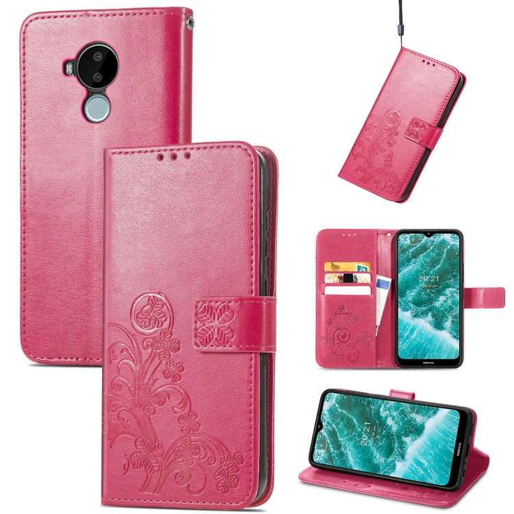 For Nokia C30 Four-leaf Clasp Embossed Leather Phone Case