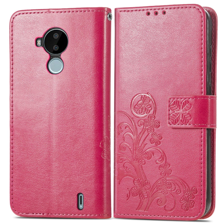 For Nokia C30 Four-leaf Clasp Embossed Leather Phone Case