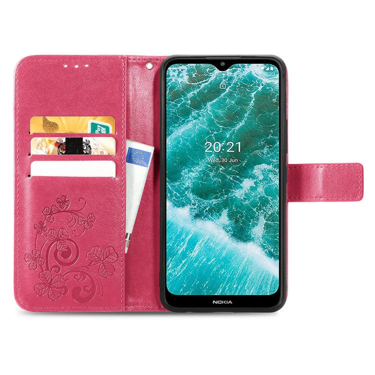 For Nokia C30 Four-leaf Clasp Embossed Leather Phone Case