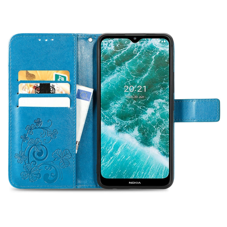 For Nokia C30 Four-leaf Clasp Embossed Leather Phone Case