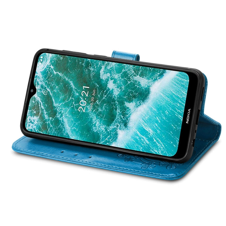 For Nokia C30 Four-leaf Clasp Embossed Leather Phone Case