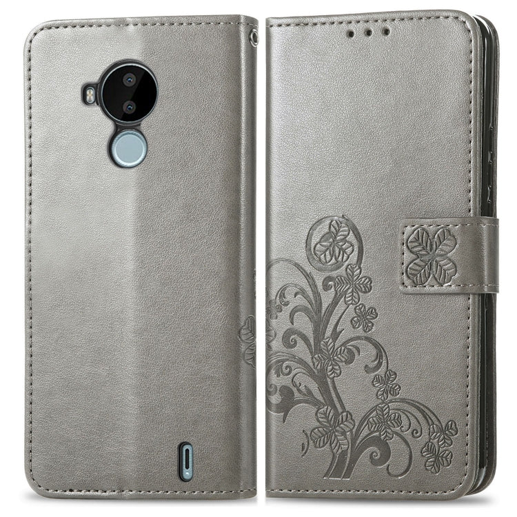 For Nokia C30 Four-leaf Clasp Embossed Leather Phone Case