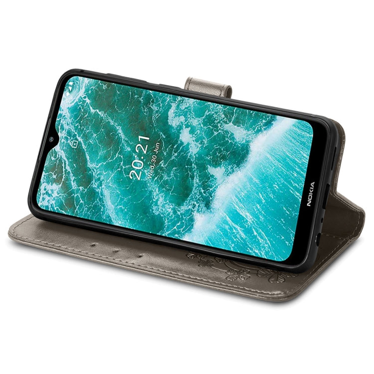 For Nokia C30 Four-leaf Clasp Embossed Leather Phone Case