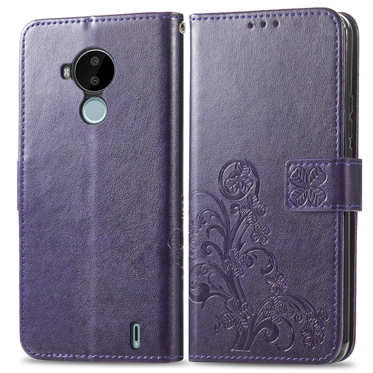 For Nokia C30 Four-leaf Clasp Embossed Leather Phone Case