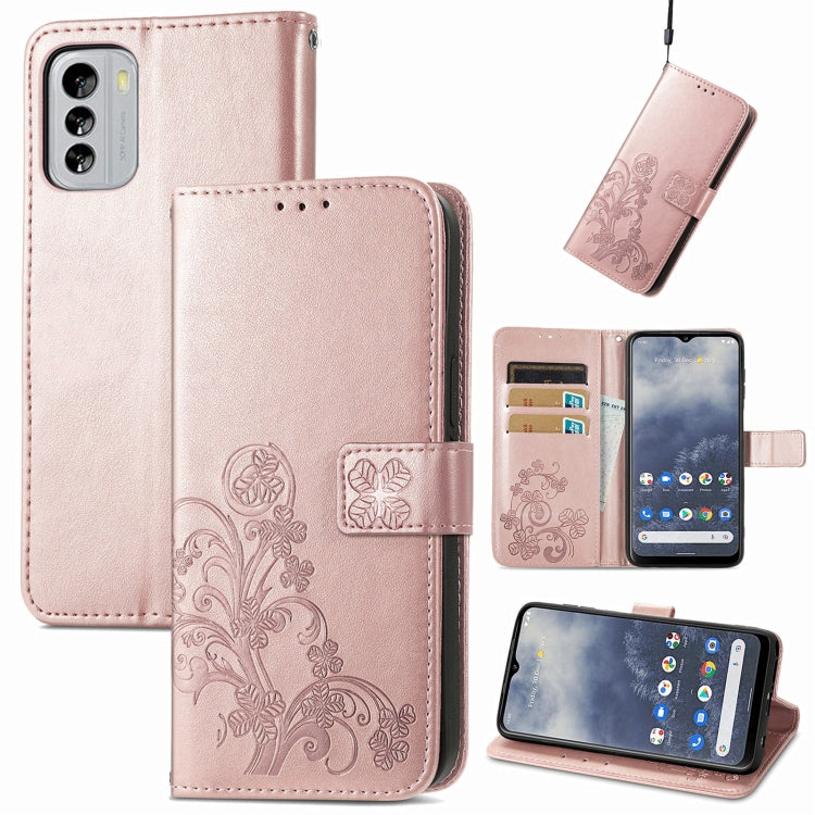 For Nokia G60 Four-leaf Clasp Embossed Leather Phone Case
