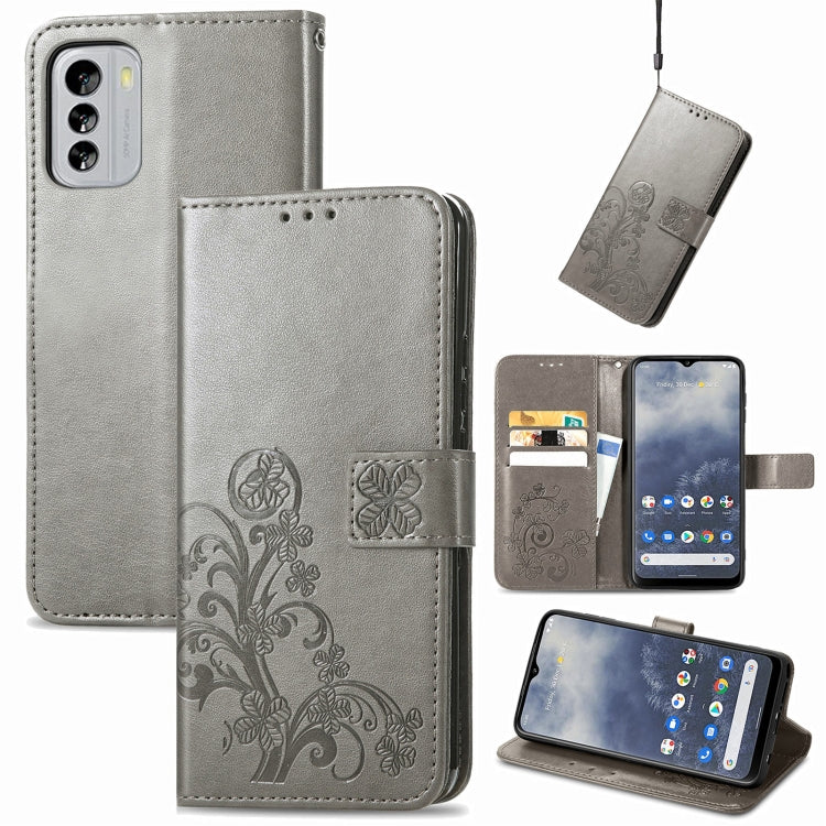 For Nokia G60 Four-leaf Clasp Embossed Leather Phone Case