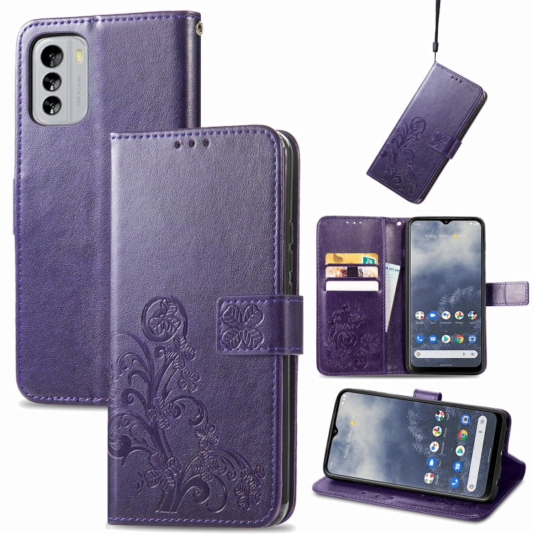 For Nokia G60 Four-leaf Clasp Embossed Leather Phone Case