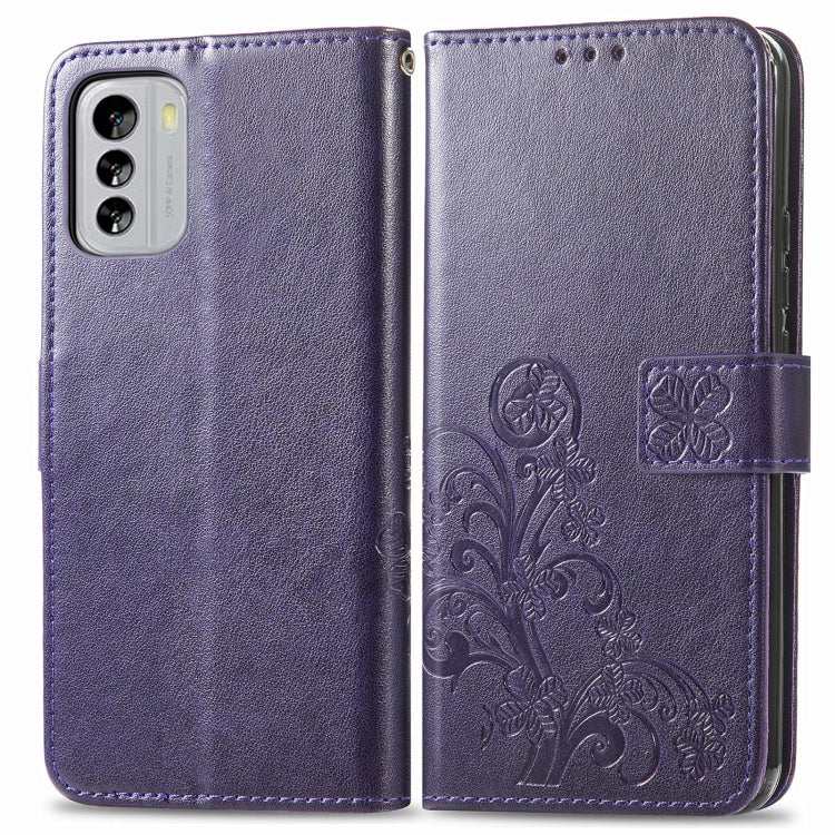 For Nokia G60 Four-leaf Clasp Embossed Leather Phone Case