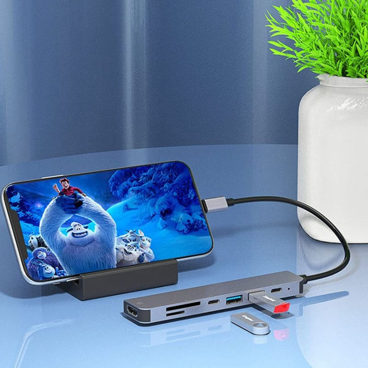 USB C Hub 7-in-1 USB C Multiport Adapter with HDMI 100W PD and SD/TF Card Reader