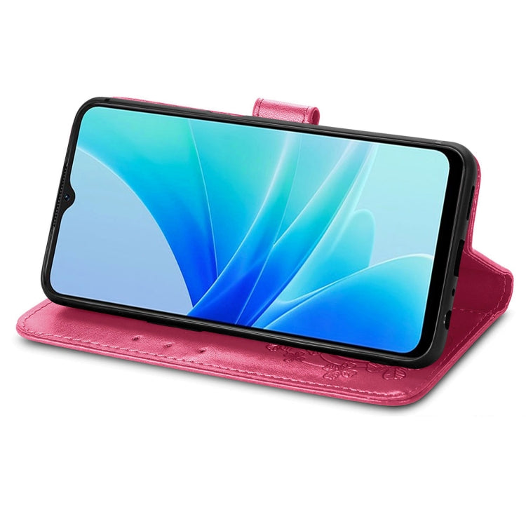 For OPPO A57 4G Four-leaf Clasp Embossed Buckle Leather Phone Case