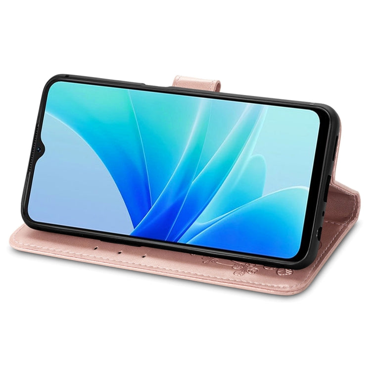 For OPPO A57 4G Four-leaf Clasp Embossed Buckle Leather Phone Case