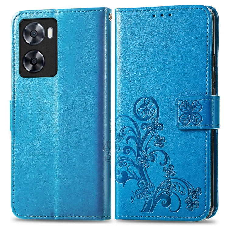 For OPPO A57 4G Four-leaf Clasp Embossed Buckle Leather Phone Case