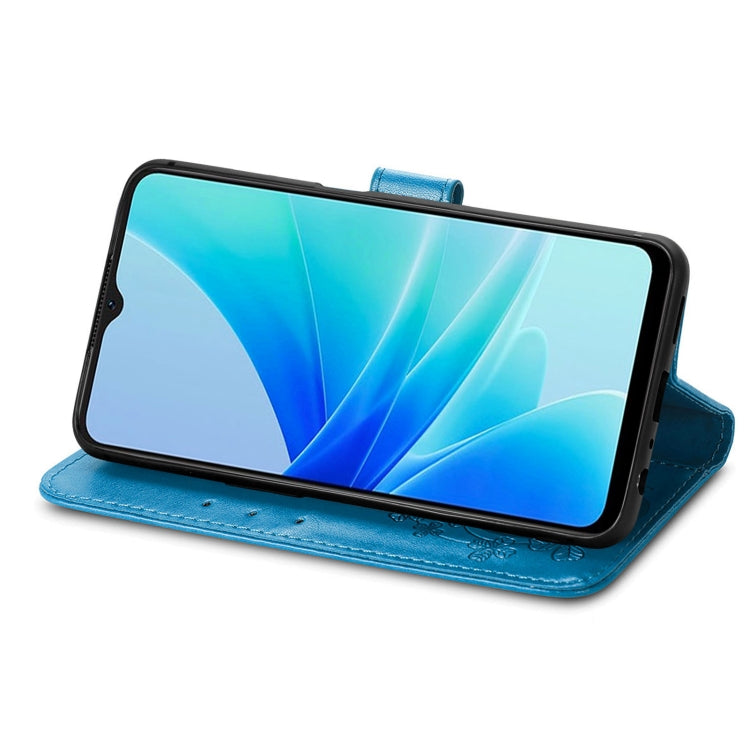 For OPPO A57 4G Four-leaf Clasp Embossed Buckle Leather Phone Case