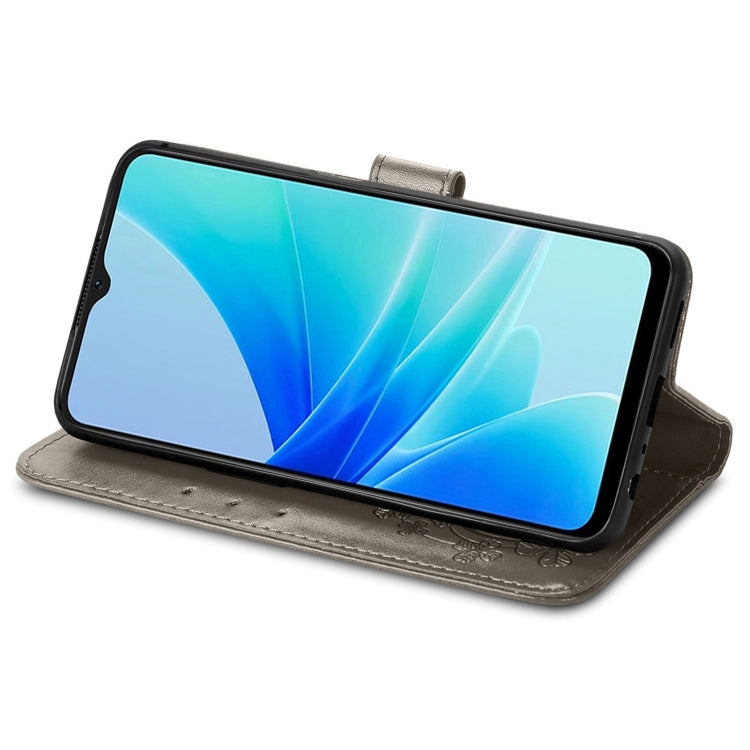 For OPPO A57 4G Four-leaf Clasp Embossed Buckle Leather Phone Case