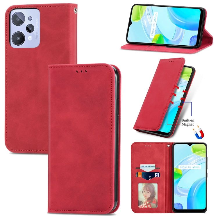 For Realme C31 Retro Skin Feel Magnetic Flip Leather Phone Case