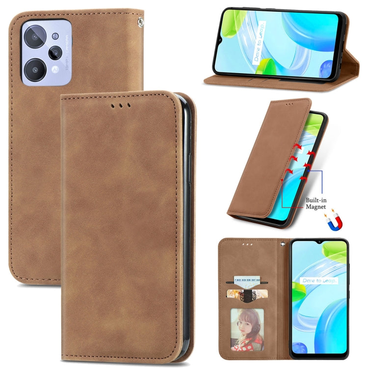 For Realme C31 Retro Skin Feel Magnetic Flip Leather Phone Case