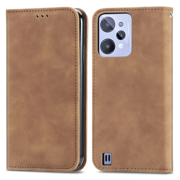 For Realme C31 Retro Skin Feel Magnetic Flip Leather Phone Case