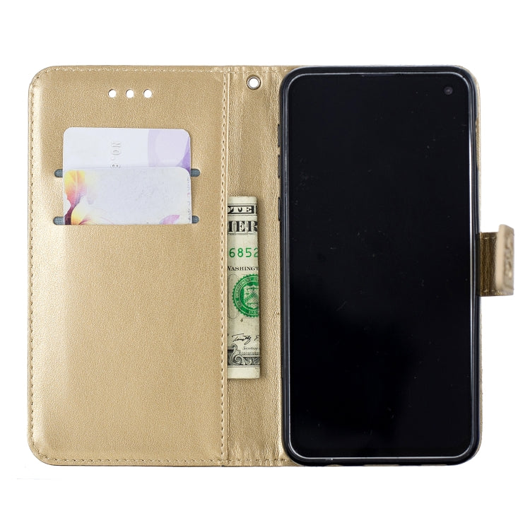 Plum Blossom Pattern Diamond Encrusted Leather Case for Galaxy S10e ,with Holder & Card Slots