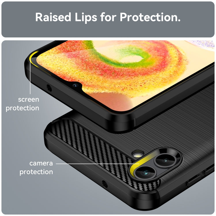 For Samsung Galaxy A04 Brushed Texture Carbon Fiber TPU Phone Case