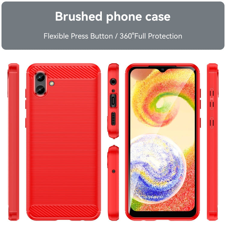 For Samsung Galaxy A04 Brushed Texture Carbon Fiber TPU Phone Case