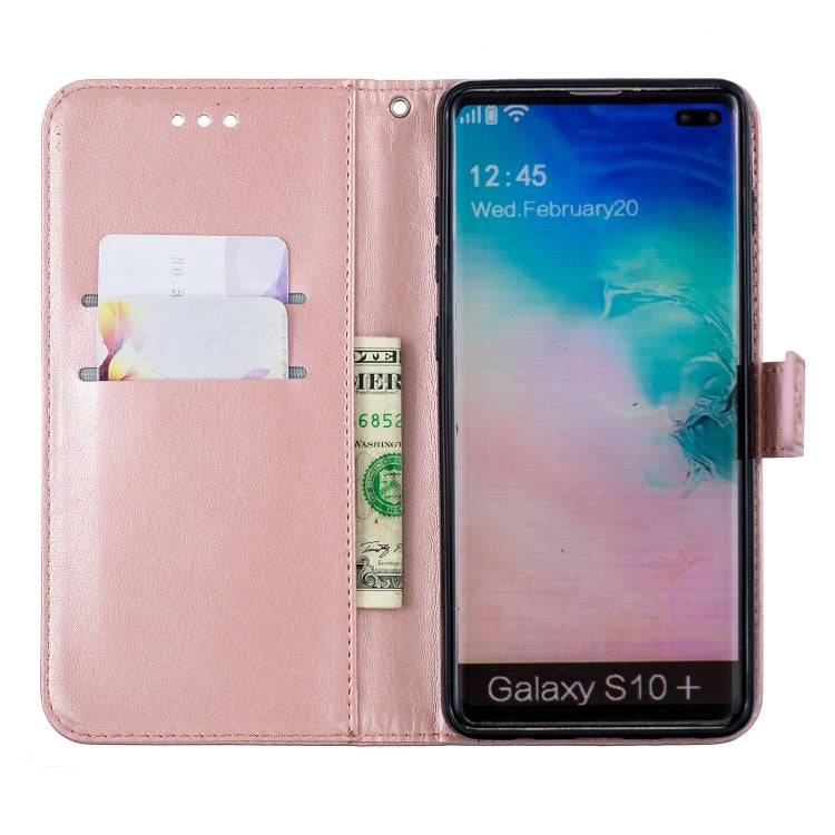 Plum Blossom Pattern Diamond Encrusted Leather Case for Galaxy S10 Plus with Holder & Card Slots
