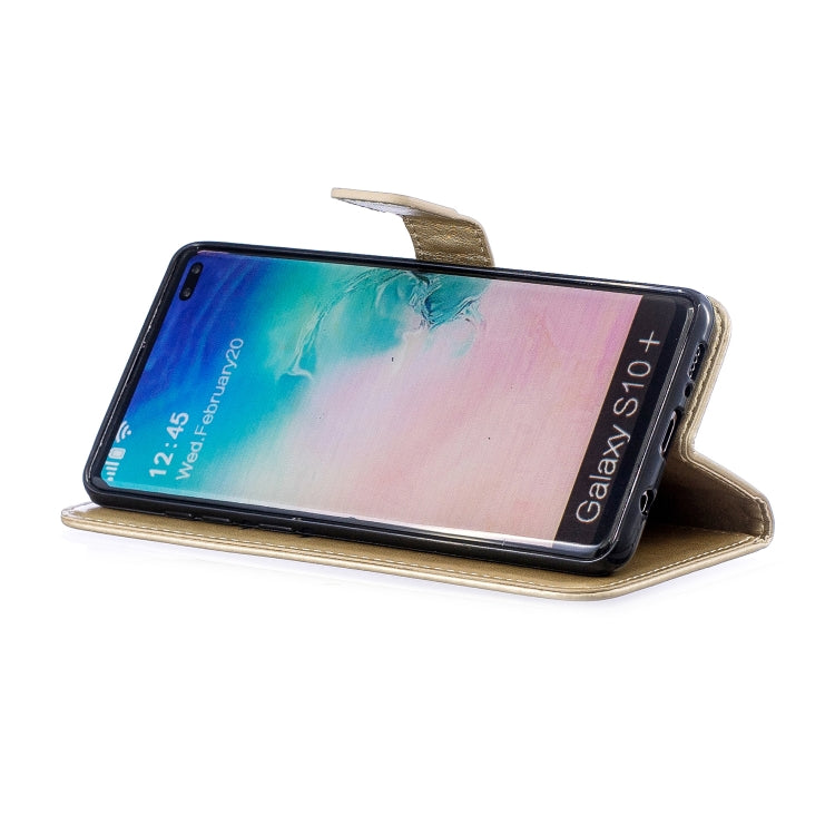 Plum Blossom Pattern Diamond Encrusted Leather Case for Galaxy S10 Plus with Holder & Card Slots