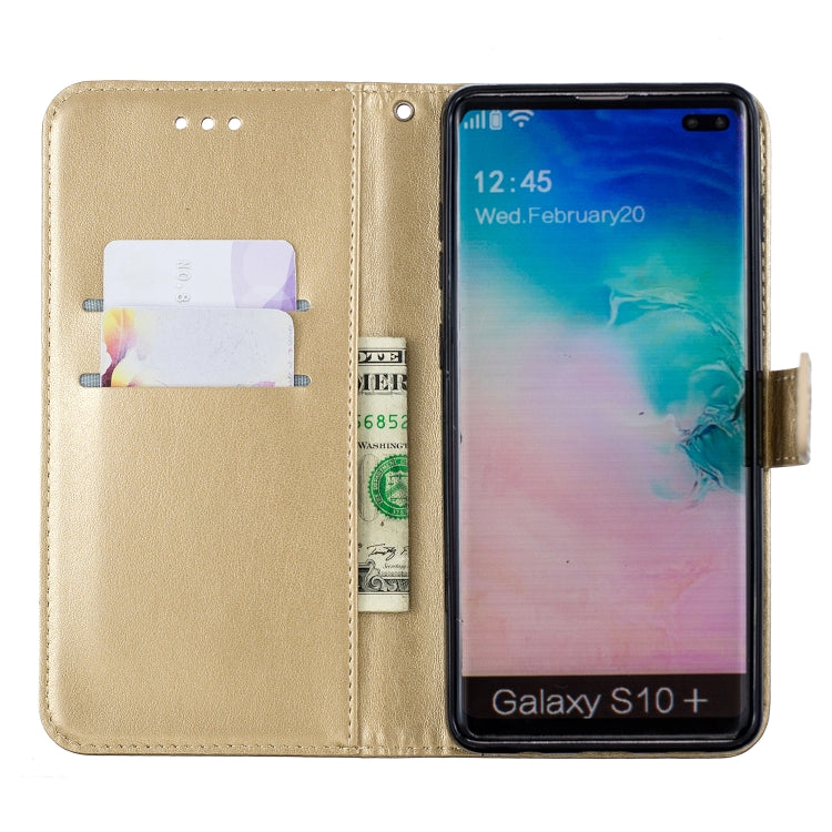 Plum Blossom Pattern Diamond Encrusted Leather Case for Galaxy S10 Plus with Holder & Card Slots
