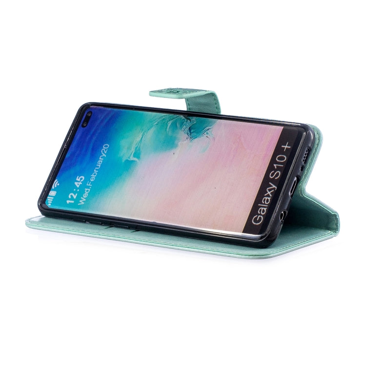 Plum Blossom Pattern Diamond Encrusted Leather Case for Galaxy S10 Plus with Holder & Card Slots