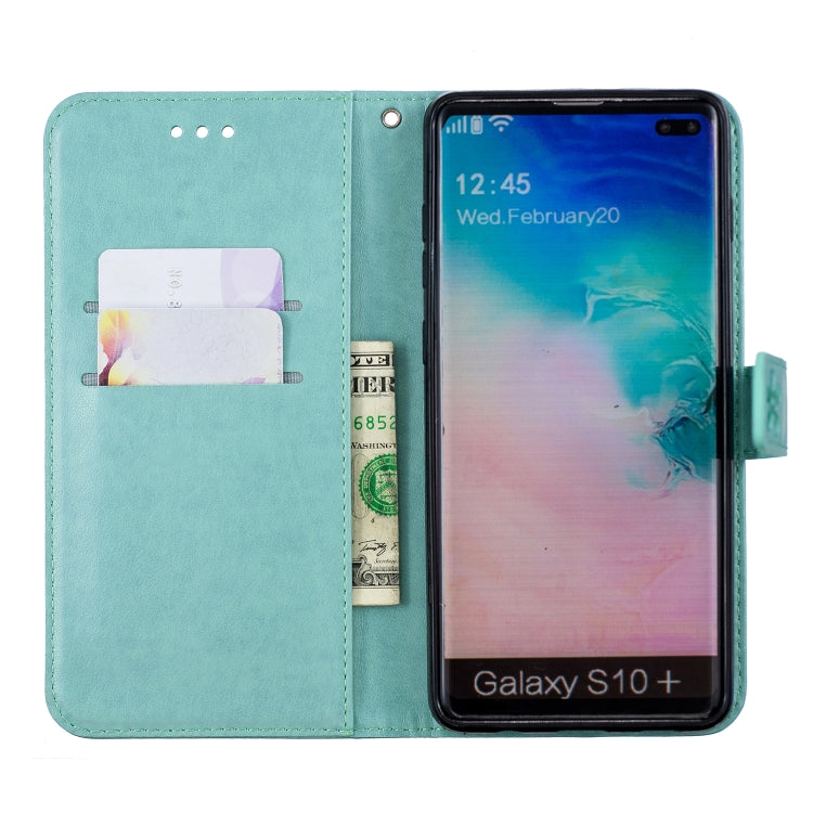 Plum Blossom Pattern Diamond Encrusted Leather Case for Galaxy S10 Plus with Holder & Card Slots