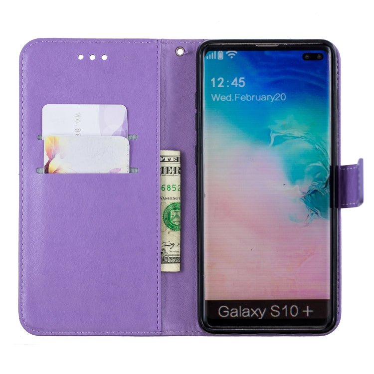 Plum Blossom Pattern Diamond Encrusted Leather Case for Galaxy S10 Plus with Holder & Card Slots