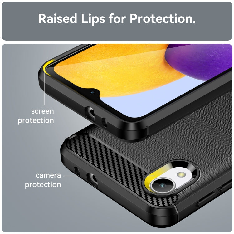 For Samsung Galaxy A23e Brushed Texture Carbon Fiber TPU Phone Case