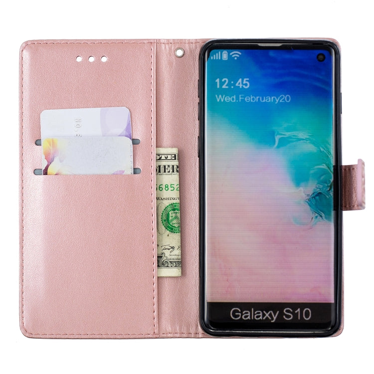 Plum Blossom Pattern Diamond Encrusted Leather Case for Galaxy S10 , with Holder & Card Slots