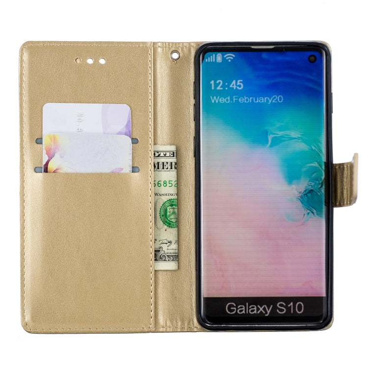 Plum Blossom Pattern Diamond Encrusted Leather Case for Galaxy S10 , with Holder & Card Slots