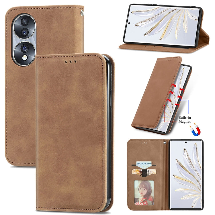 For Honor 70 Retro Skin Feel Magnetic Leather Phone Case