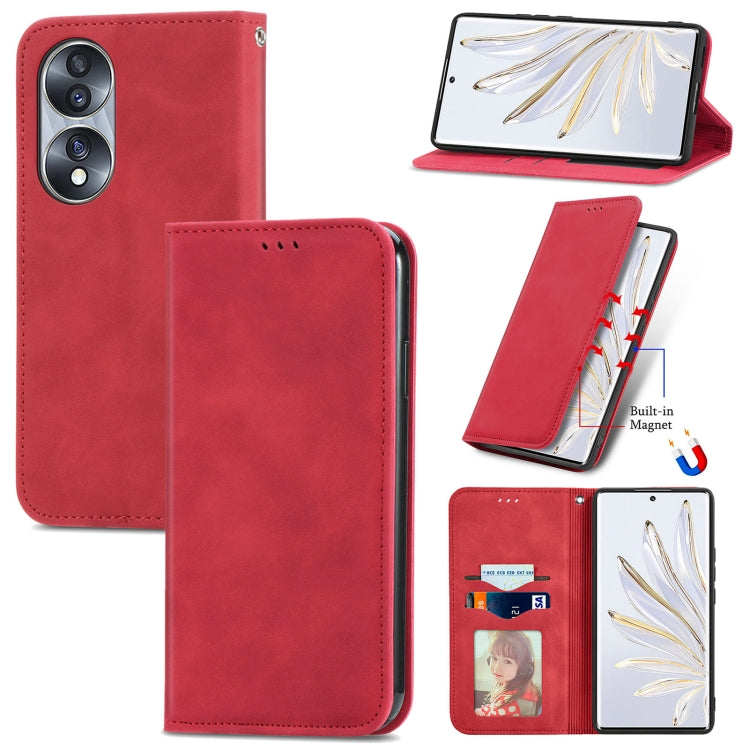 For Honor 70 Retro Skin Feel Magnetic Leather Phone Case