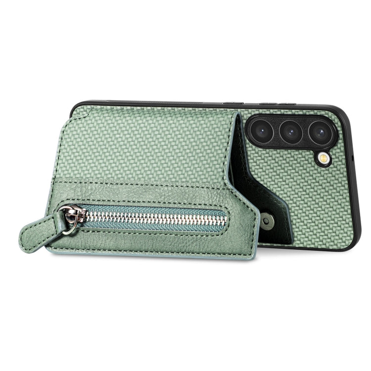 For Samsung Galaxy S23 5G Carbon Fiber Flip Zipper Wallet Phone Case