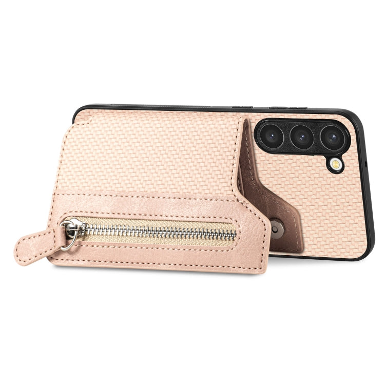 For Samsung Galaxy S23 5G Carbon Fiber Flip Zipper Wallet Phone Case