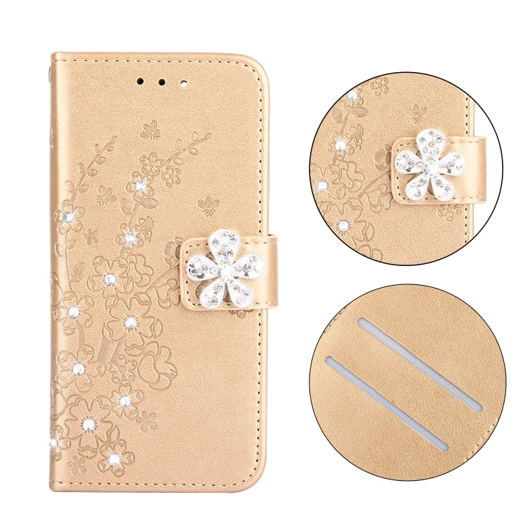 Plum Blossom Pattern Diamond Encrusted Leather Case for Galaxy S8 Plus  with Holder & Card Slots