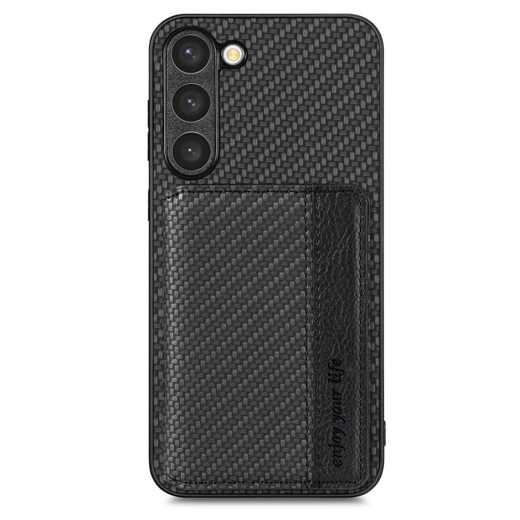 For Samsung Galaxy S23 5G Carbon Fiber Magnetic Card Bag Phone Case