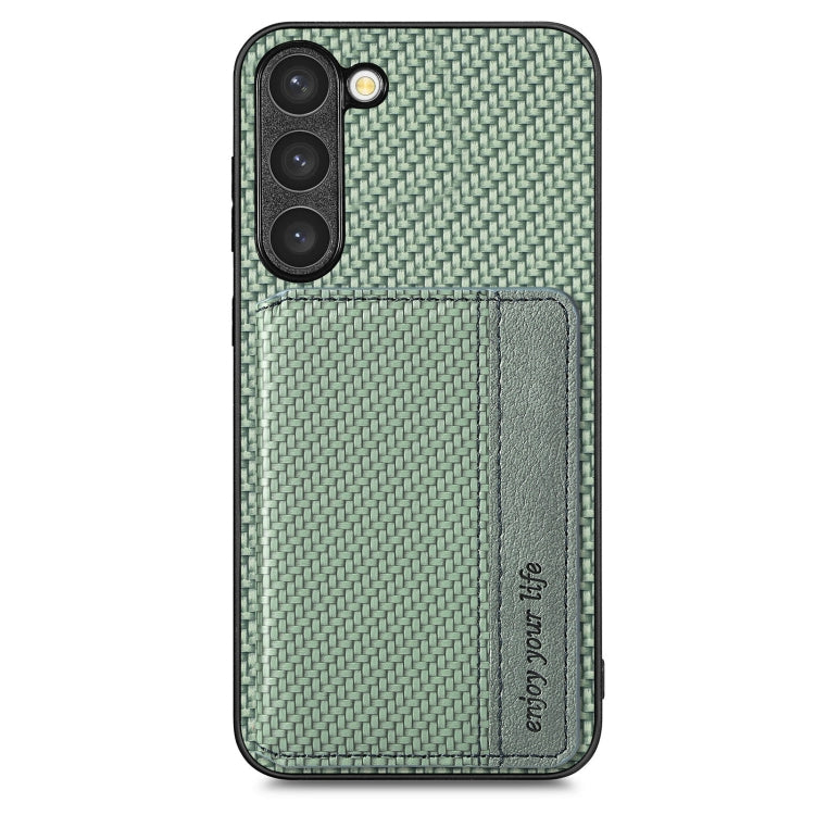 For Samsung Galaxy S23 5G Carbon Fiber Magnetic Card Bag Phone Case