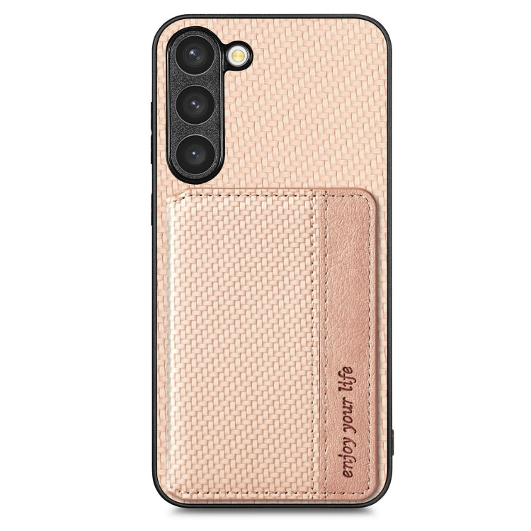 For Samsung Galaxy S23 5G Carbon Fiber Magnetic Card Bag Phone Case