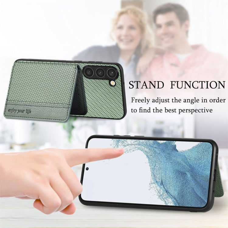 For Samsung Galaxy S23 5G Carbon Fiber Magnetic Card Bag Phone Case