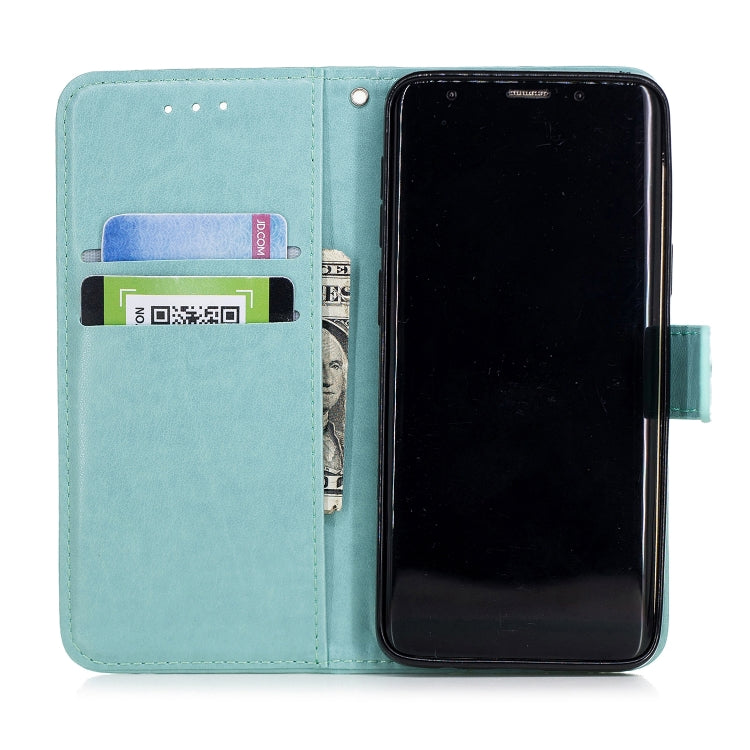 Plum Blossom Pattern Diamond Encrusted Leather Case for Galaxy S9 , with Holder & Card Slots
